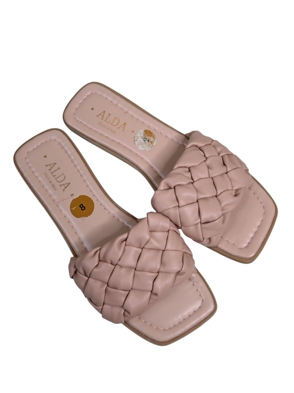 Alda Women's 8 Blush Braided Slide Sandals Made In Italy